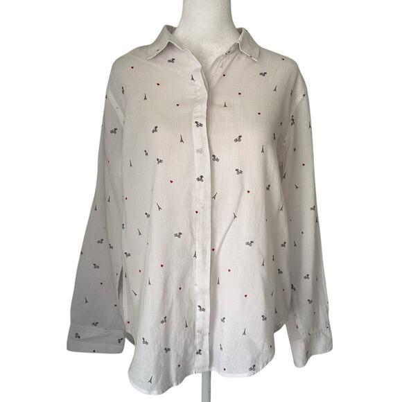 Rails Taylor Little Paris white striped button-down shirt size S - Picture 1 of 12